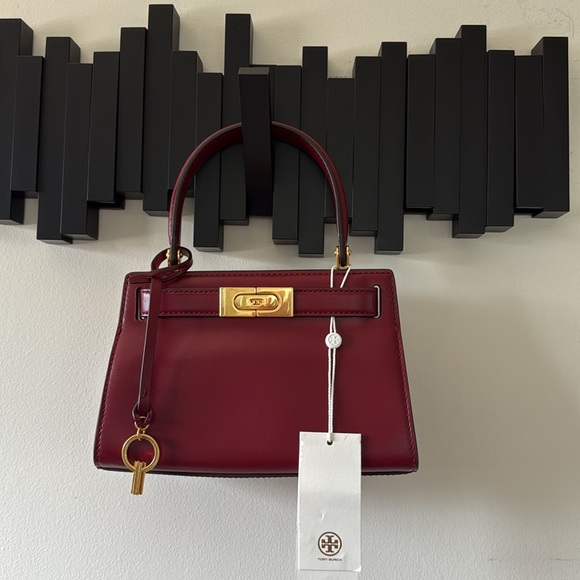 Tory Burch Lee Radziwill Petite Bag Tinto (Burgundy-Dark Red) Bag Gold Accents - Picture 2 of 16